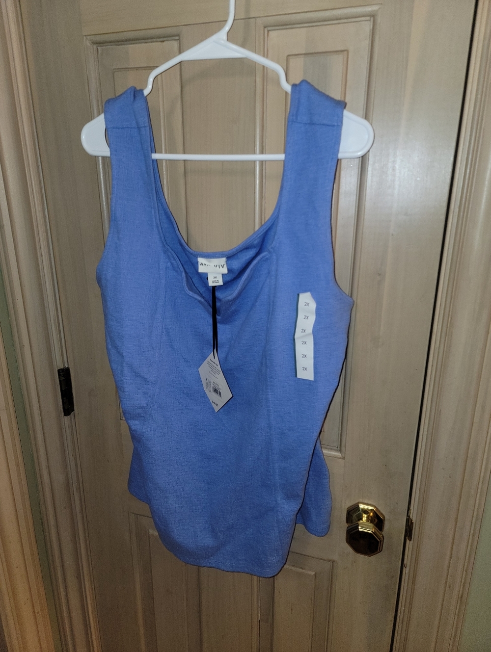 Women’s Sleeveless V-Neck Tank Top - Periwinkle Blue Womens Plus Sz 2X Ava & Viv